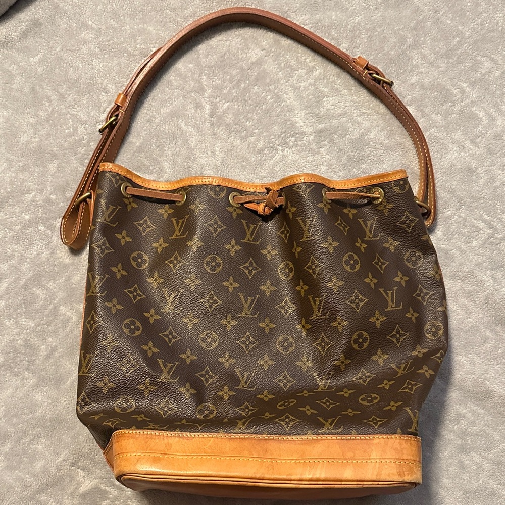 Louis Vuitton Brown Monogram Shoulder Bag with Tan Trim
